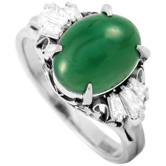 LB Exclusive Platinum 0.28 Carat Diamond and Jade Ring LB Exclusive Platinum 0.28 Carat Diamond and Jade Ring