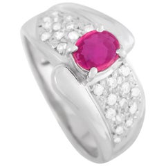 LB Exclusive Platinum 0.28 Carat Diamond and Ruby Ring