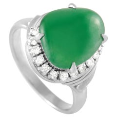 LB Exclusive Platinum 0.29 Ct Diamond and 5.75 Ct Jade Ring