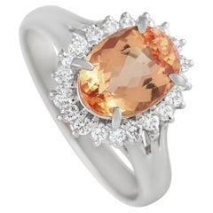 LB Exclusive Platinum 0.29 Ct Diamond and Imperial Topaz Ring