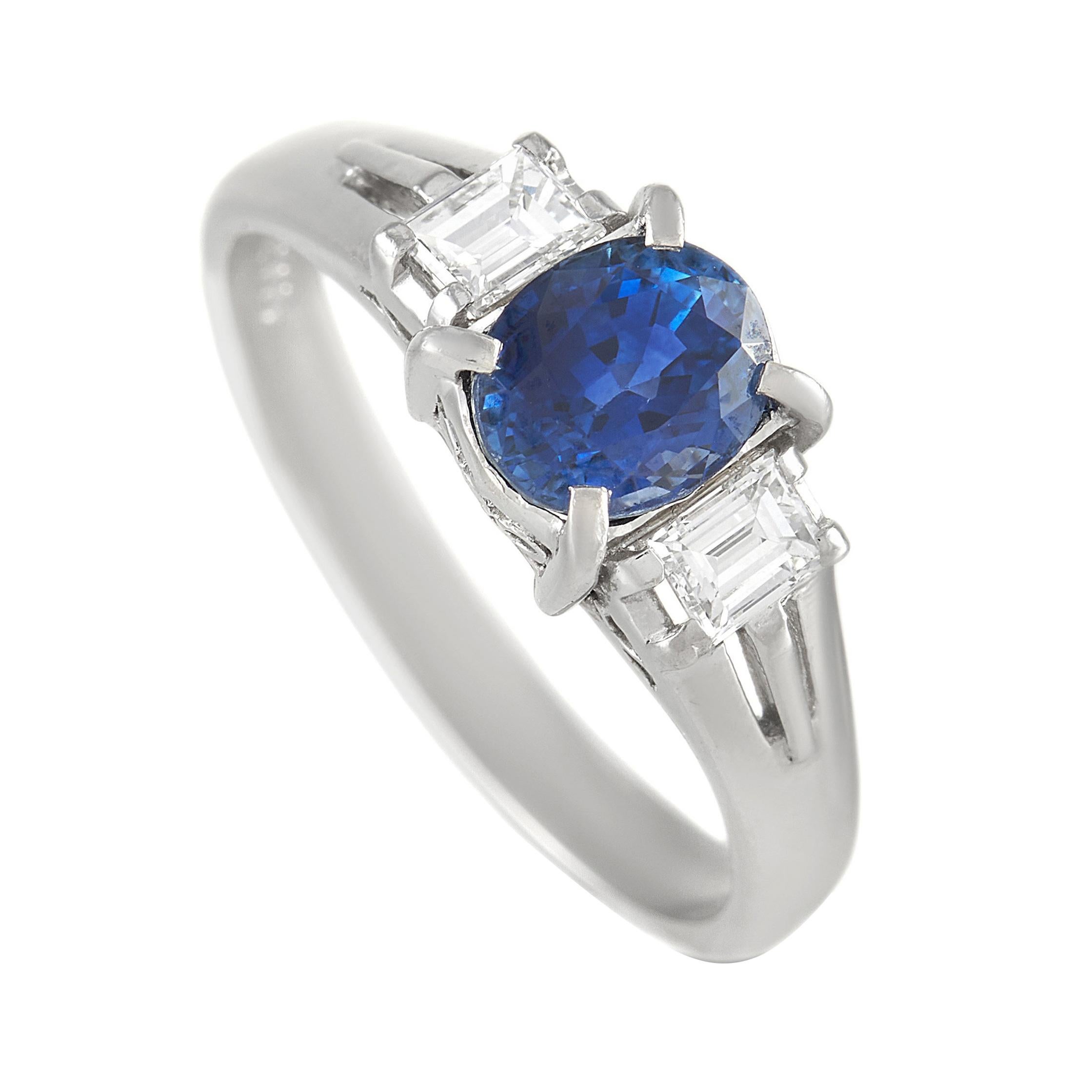 LB Exclusive Platinum 0.29 Ct Diamond and Sapphire Ring