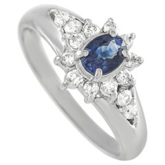 LB Exclusive Platinum 0.29 Ct Diamond and Sapphire Ring