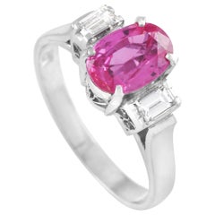 LB Exclusive Platinum 0.30 Carat Diamond and 1.42 ct Burma No Heat Sapphire Ring