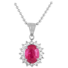 LB Exclusive Platinum 0.30 Carat Diamond and Ruby Necklace