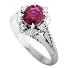 LB Exclusive Platinum 0.30 Carat Diamond and Ruby Ring