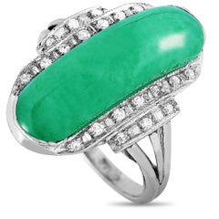LB Exclusive Platinum 0.30 ct Diamond and Jade Ring