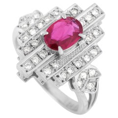 LB Exclusive Platinum 0.30 Ct Diamond and Ruby Ring
