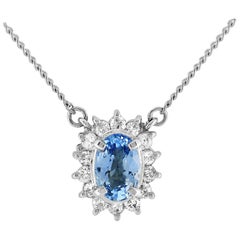 LB Exclusive Platinum 0.31 Carat Diamond and Sapphire Necklace