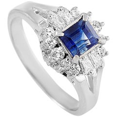 LB Exclusive Platinum 0.31 Carat Diamond and Sapphire Ring