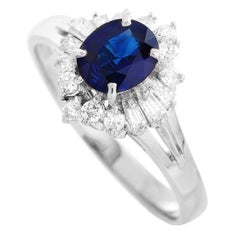 LB Exclusive Platinum 0.31 Carat Diamond and Sapphire Ring