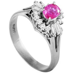 LB Exclusive Platinum 0.32 Carat Diamond and Ruby Ring