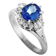 LB Exclusive Platinum 0.32 Carat Diamond and Sapphire Ring