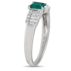 LB Exclusive Platinum 0.32ct Diamond and Emerald Ring
