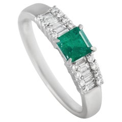 LB Exclusive Platinum 0.32ct Diamond and Emerald Ring