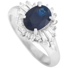 LB Exclusive Platinum 0.33 Carat Diamond and Sapphire Ring