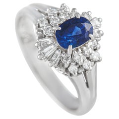 LB Exclusive Platinum 0.33 Ct Diamond and Sapphire Ring