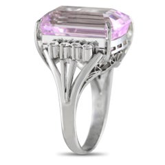 Lb Exclusive Platinum 0.33 Carat Diamond and Kunzite Ring