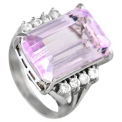 Lb Exclusive Platinum 0.33 Carat Diamond and Kunzite Ring