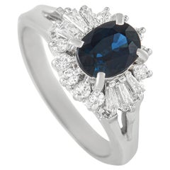 LB Exclusive Platinum 0.34 Ct Diamond and Sapphire Ring