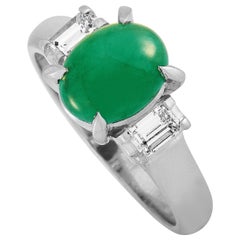 LB Exclusive Platinum 0.35 Carat Diamond and Jade Ring