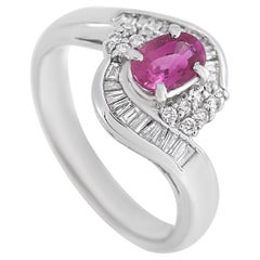 LB Exclusive Platinum 0.35 Ct Diamond and Ruby Ring