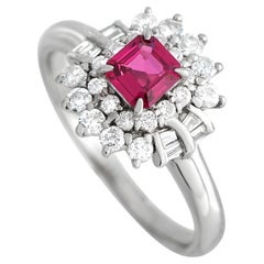 LB Exclusive Platinum 0.35 Carat Diamond and Ruby Ring