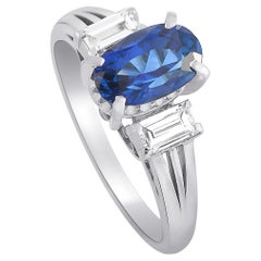 LB Exclusive Platinum 0.36 Ct Diamond and 1.72 Ct Sapphire Ring