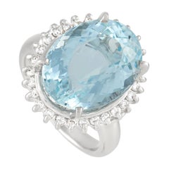LB Exclusive Platinum 0.36 Ct Diamond and Aquamarine Ring