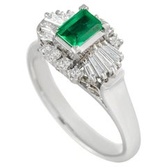 LB Exclusive Platinum 0.36 ct Diamond and Emerald Ring