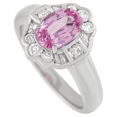 LB Exclusive Platinum 0.36 Ct Diamond and Pink Sapphire Ring