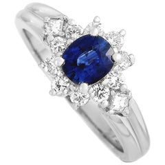 LB Exclusive Platinum 0.36 Carat Diamond and Sapphire Ring