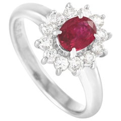 LB Exclusive Platinum 0.37 Carat Diamond and Ruby Ring