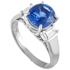 LB Exclusive Platinum 0.37 Carat Diamond and Sapphire Ring