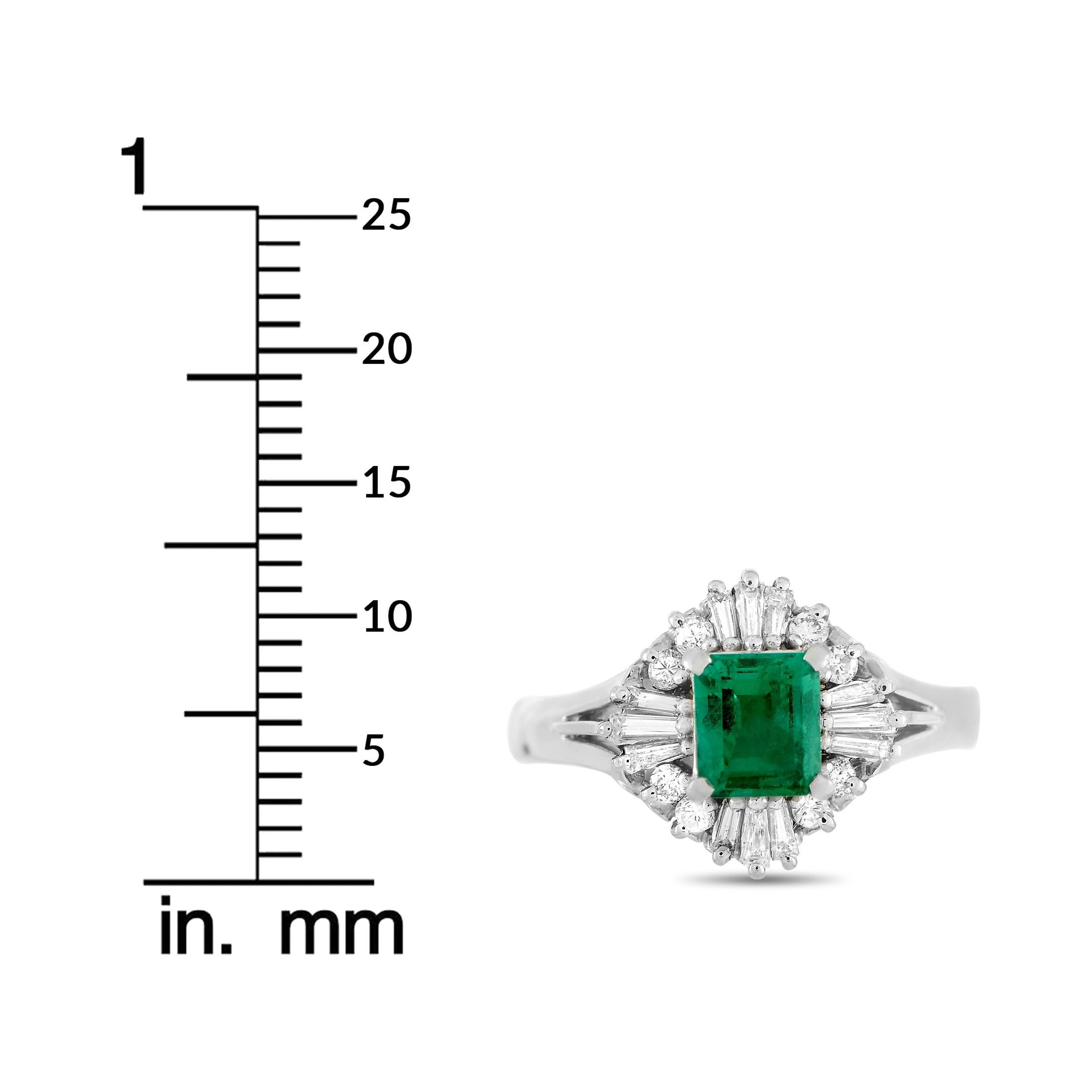 Men's LB Exclusive Platinum 0.37 Carat Diamond and Emerald Ring