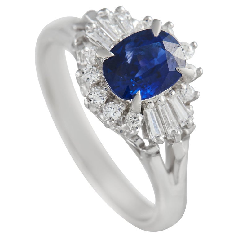 LB Exclusive Platinum 0.37 ct Diamond and Sapphire Ring For Sale at 1stDibs