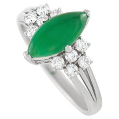LB Exclusive Platinum 0.38 Ct Diamond and 1.27 Ct Jade Marquise Ring