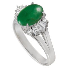 LB Exclusive Platinum 0.38 Ct Diamond and Jade Ring