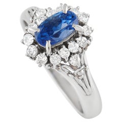 LB Exclusive Platinum 0.38 Ct Diamond and Sapphire Ring