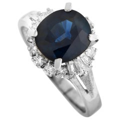 LB Exclusive Platinum 0.39 Carat Diamond and Sapphire Ring