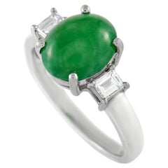 LB Exclusive Platinum 0.39 Ct Diamond and Jade Ring
