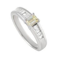 LB Exclusive Platinum 0.39 Ct Light Fancy Yellow Diamond Ring