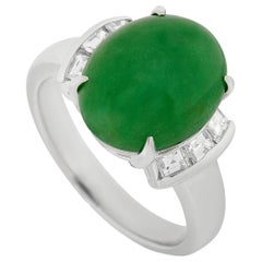 LB Exclusive Platinum 0.40 Carat Diamond and 5.15 Carat Jade Ring