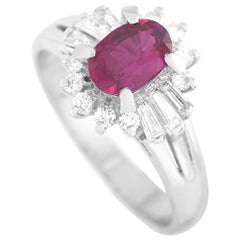 LB Exclusive Platinum 0.40 Carat Diamond and Ruby Ring