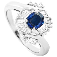 LB Exclusive Platinum 0.40 Carat Diamond and Sapphire Ring