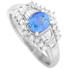 LB Exclusive Platinum 0.40 Carat Diamond and Sapphire Ring
