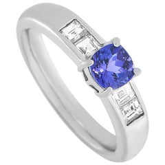 LB Exclusive Platinum 0.40 Carat Diamond and Tanzanite Ring