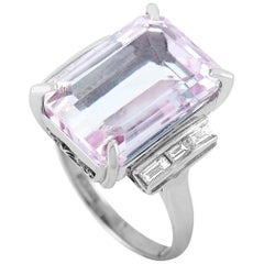 LB Exclusive Platinum 0.40 Carat Diamond and Kunzite Ring