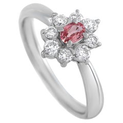 LB Exclusive Platinum 0.40 Ct Diamond and Pink Sapphire Ring