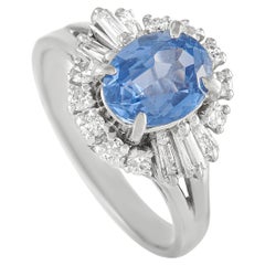 LB Exclusive Platinum 0.40 Ct Diamond and Sapphire Ring