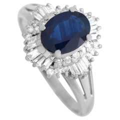 LB Exclusive Platinum 0.40 Ct Diamond and Sapphire Ring